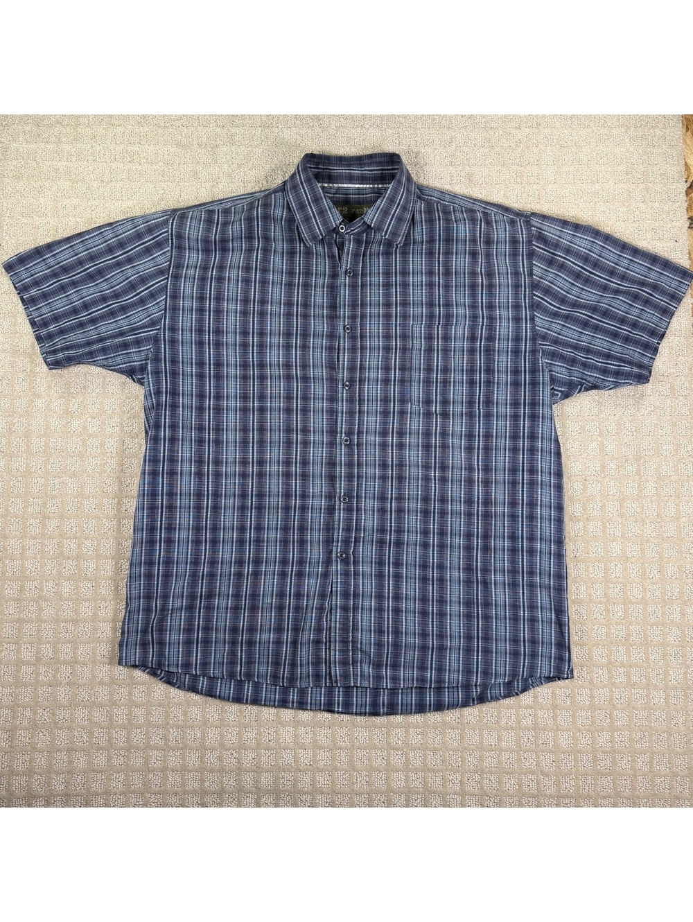 R2 Roddy Blue Plaid Short Sleeve Button Up Shirt L